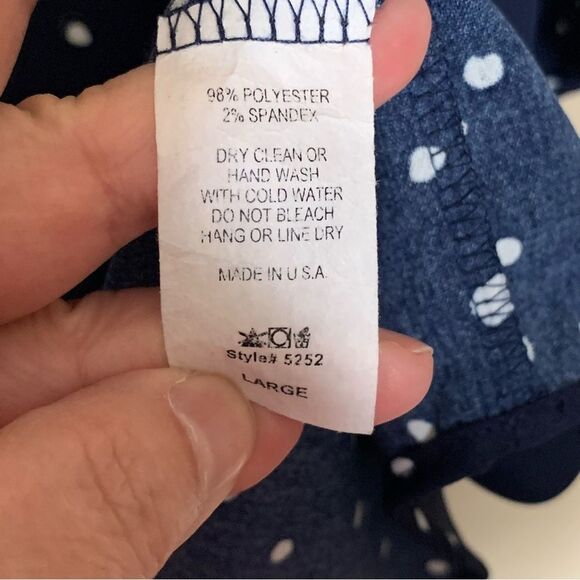 Entro Blue with White Dot Dolman Sleeve Blouse Size Large - Picture 5 of 6